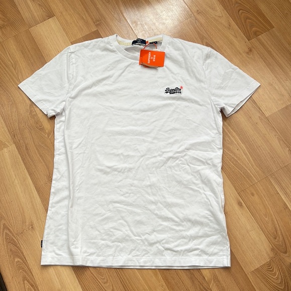 NWT Superdry basic white T shirt Mens Size L Cotton Short Sleeve Crew Neck - Picture 1 of 4
